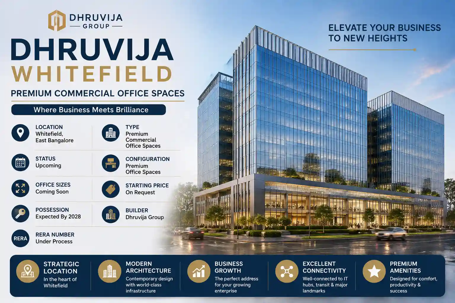 Modern commercial office tower of Dhruvija Whitefield project