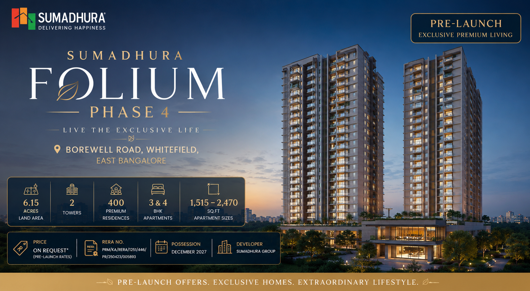 Aerial view of Sumadhura Folium Phase 4 luxury apartment towers with landscaped surroundings